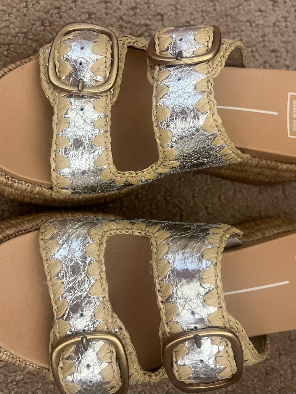 Women's Metallic Silver & Tan platform sandals